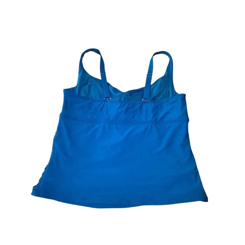 Birdsong Womens Blue Underwire Plus Size Tankini Swimwear Top 20D/DD Beach